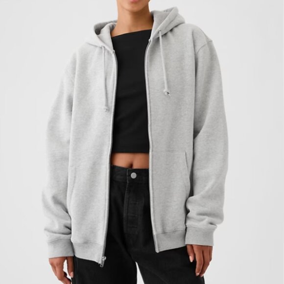 GAP Vintage Soft Full-Zip Hoodie Unisex Size XS - Light Heather Gray - Picture 5 of 7